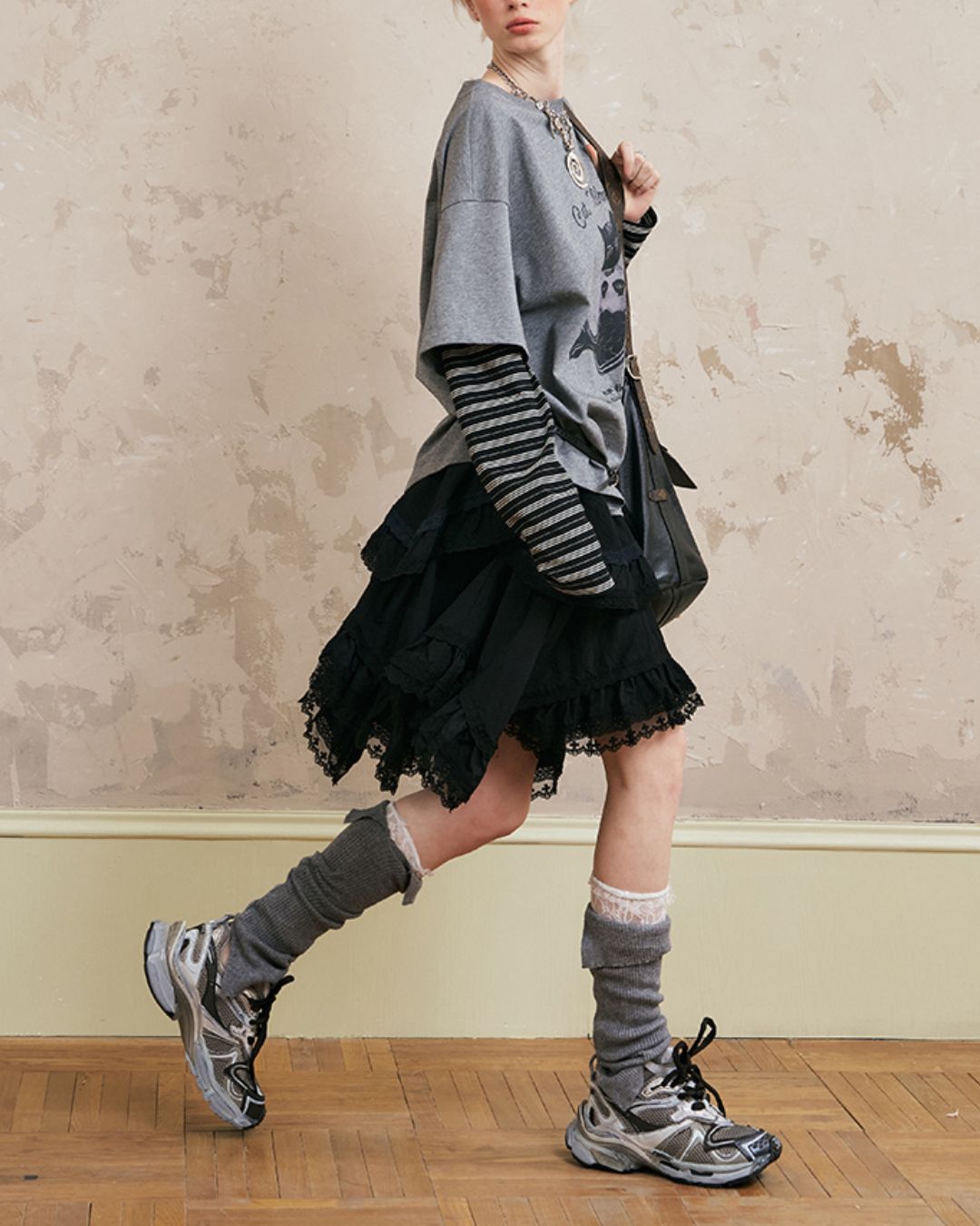 Mermaid Cat Layered T-shirt　TP037