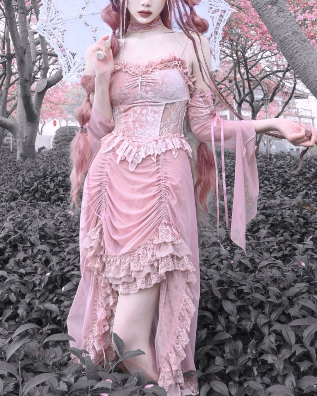 Gothic Princess Floral Lace Dress　DR011