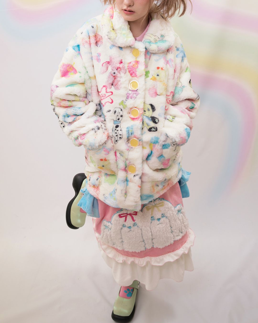 Printed Furry Jacket　OT005