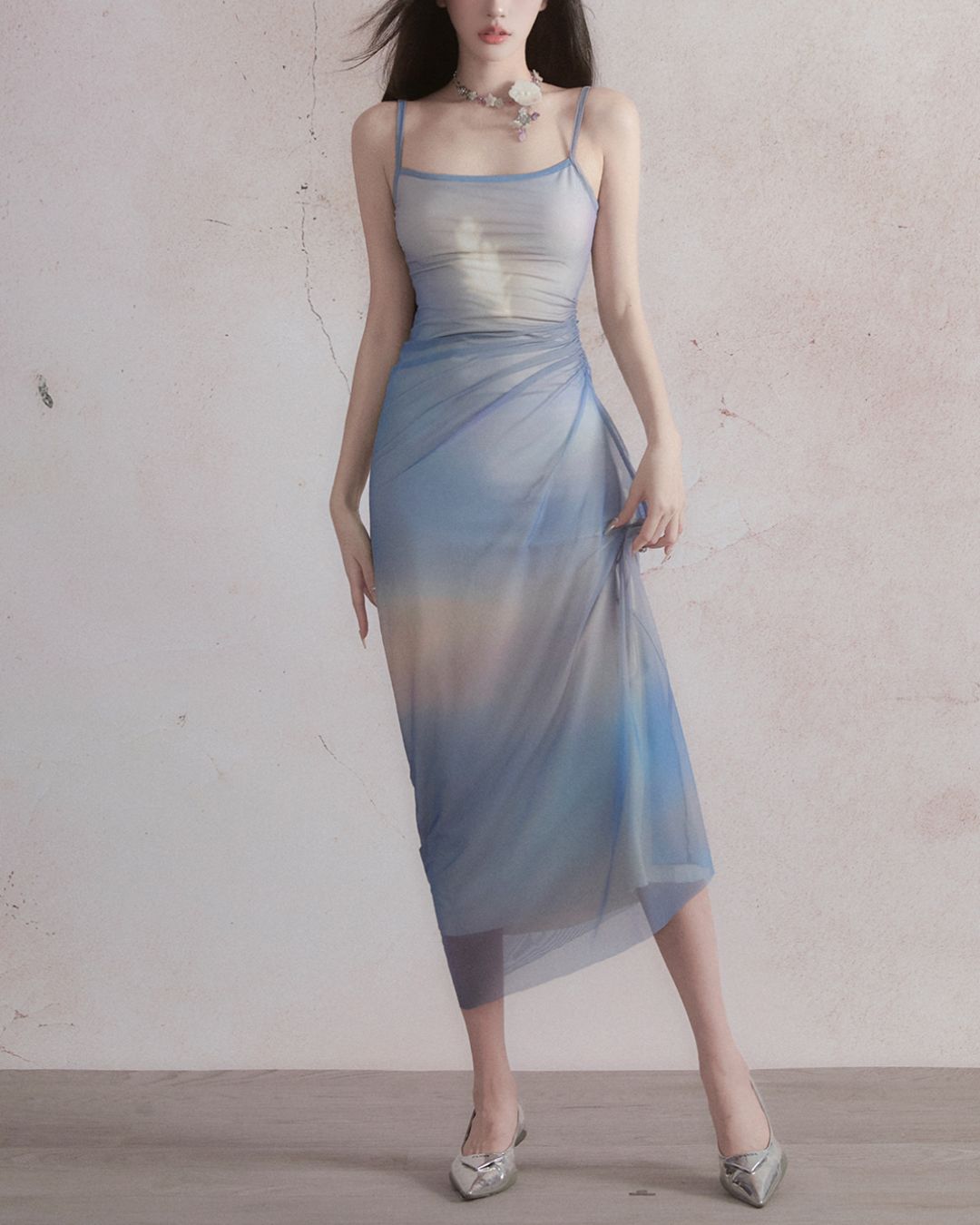 Gradient Color Sheer Cami Dress　DR021