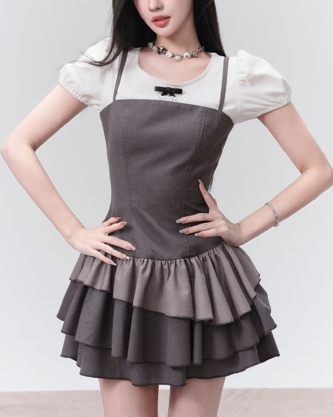 Tiered Frill Mini Dress　DR020