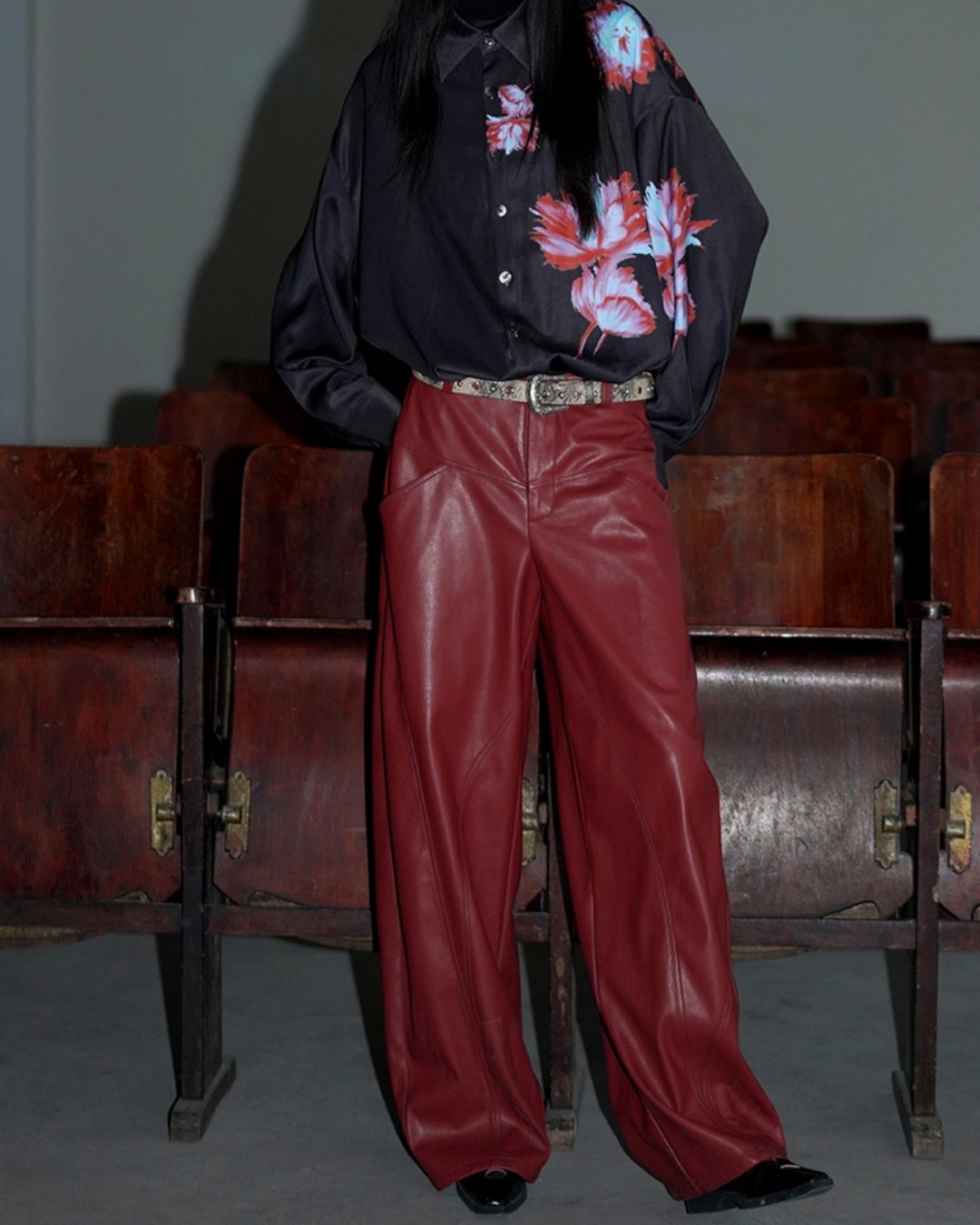 Wide Straight Leather Pants　BT020