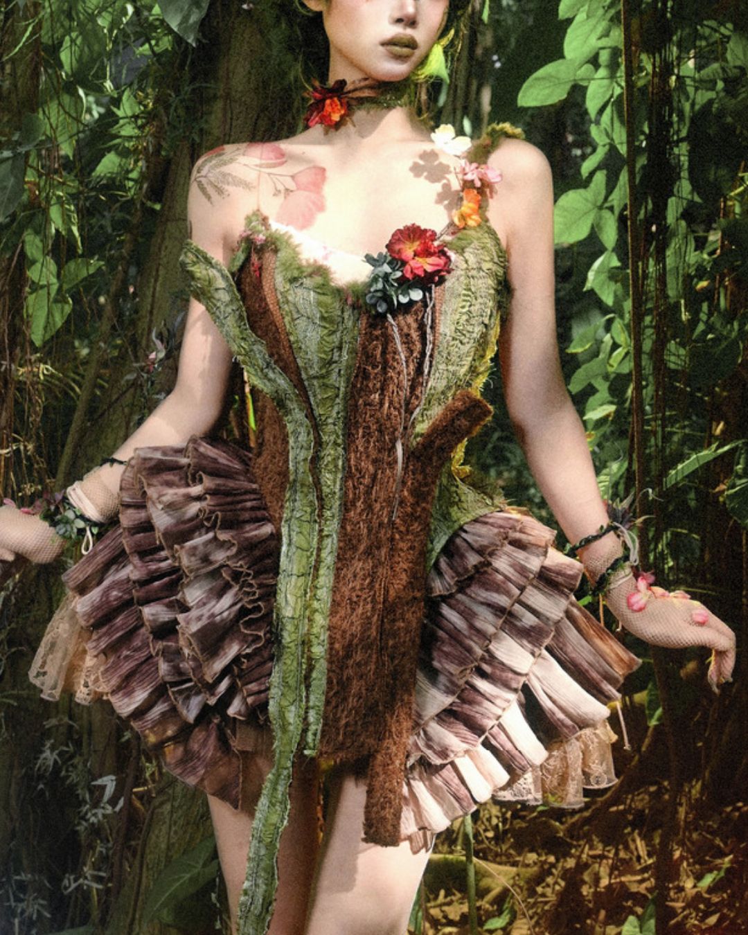 Forest Spirit One Shoulder Mini Dress　DR032