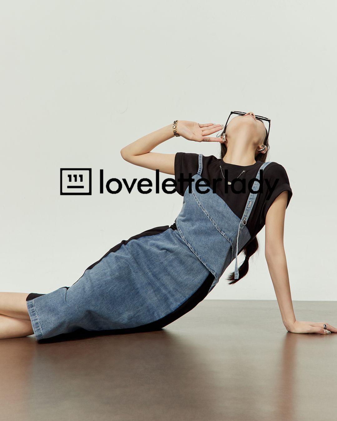 Denim Switching French Sleeve Dress　DR045