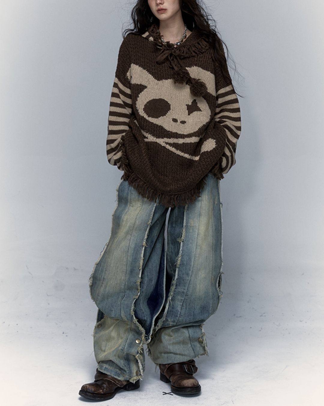 Skull Rabbit Hooded Knit　TP010