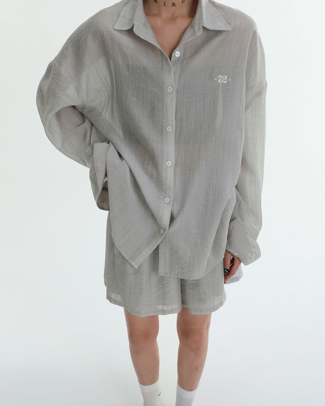 Sheer Long Sleeve Set-up Shirt　TP054