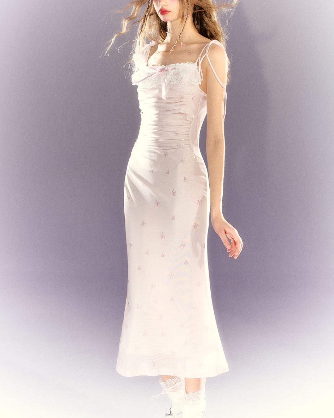 Pastel Ribbon Pattern Lace Dress　DR024