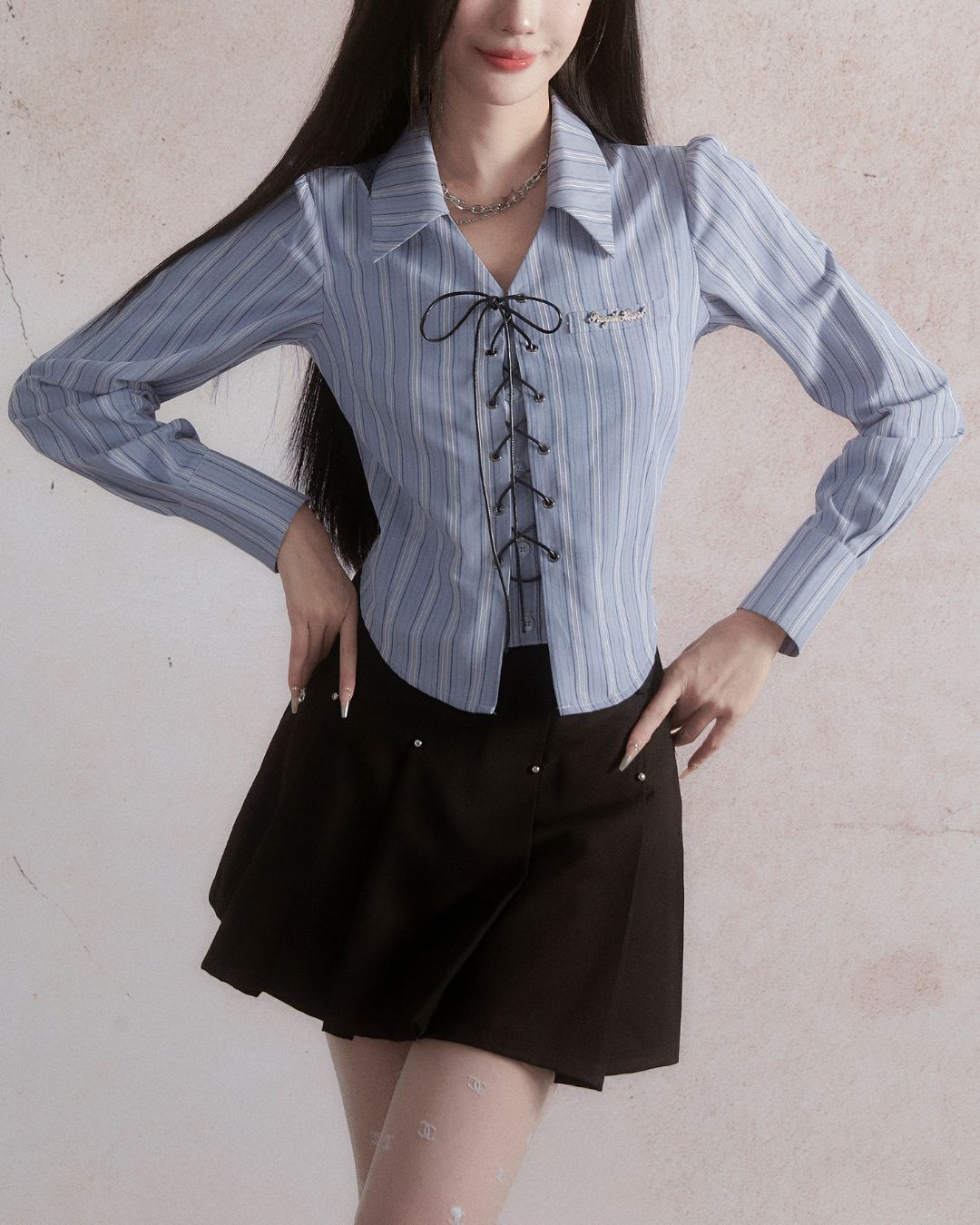 Lace-up Long Sleeve Shirt　TP028
