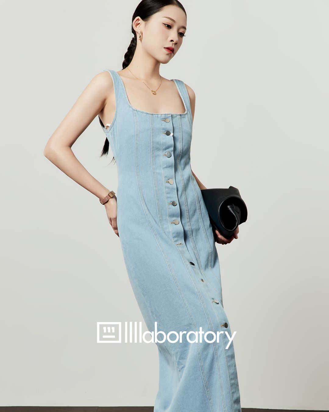 Sleeveless Denim Maxi Dress　DR054