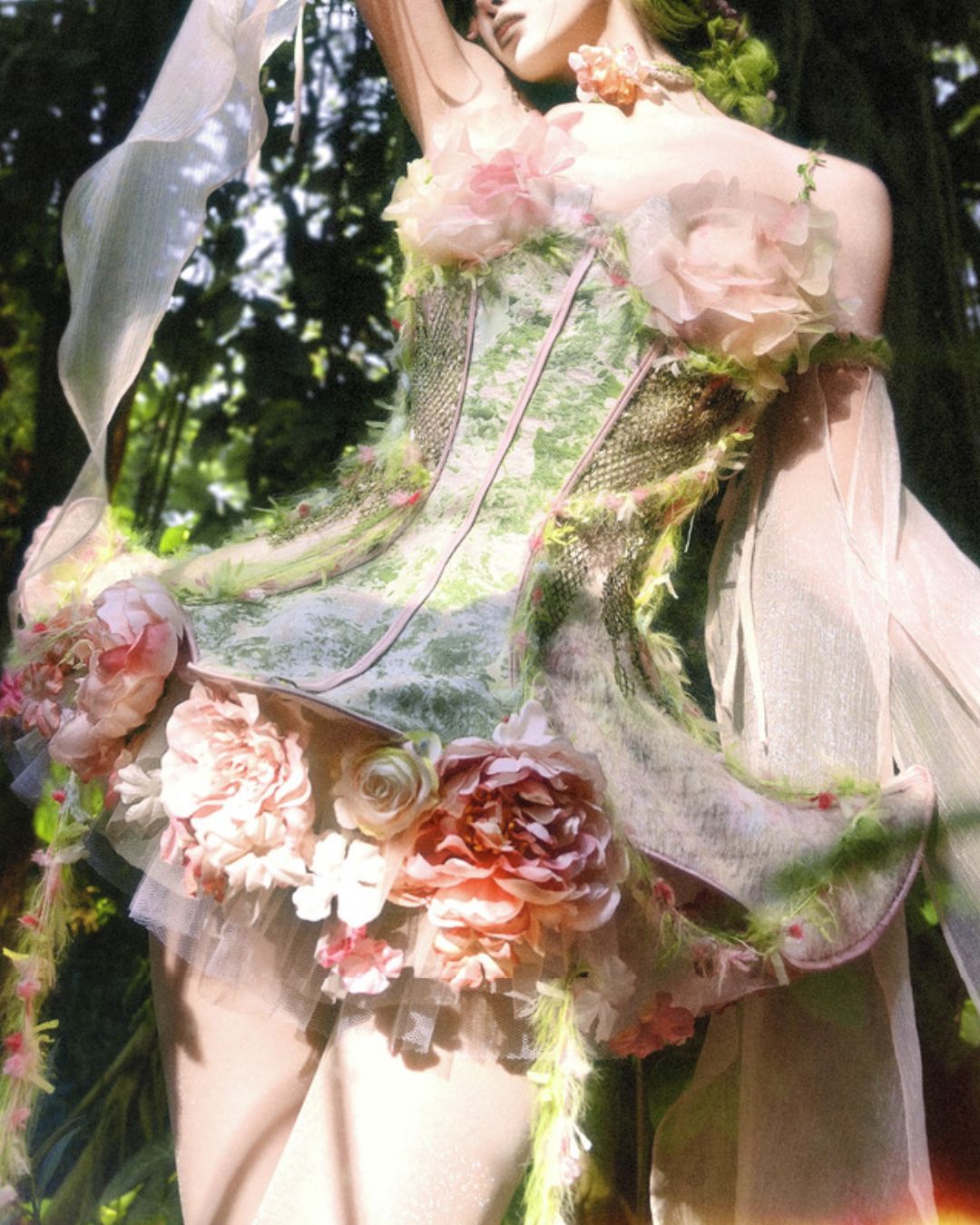 Petal Design Corset And Organza Mini Dress　DR031