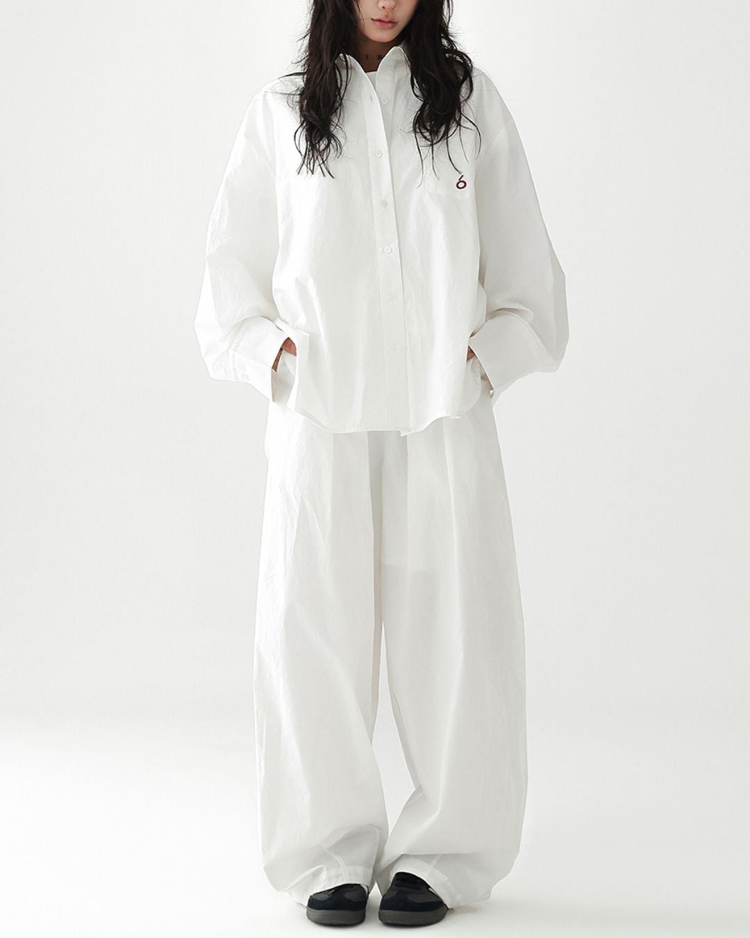 Cotton Set-up Wide Pants　BT037