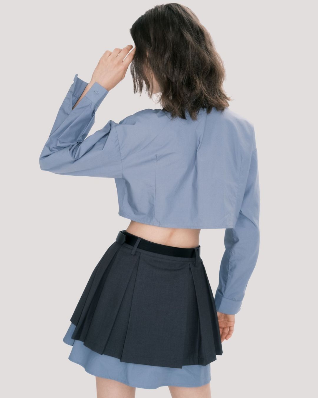 Preppy Cotton Cropped Shirt　TP020