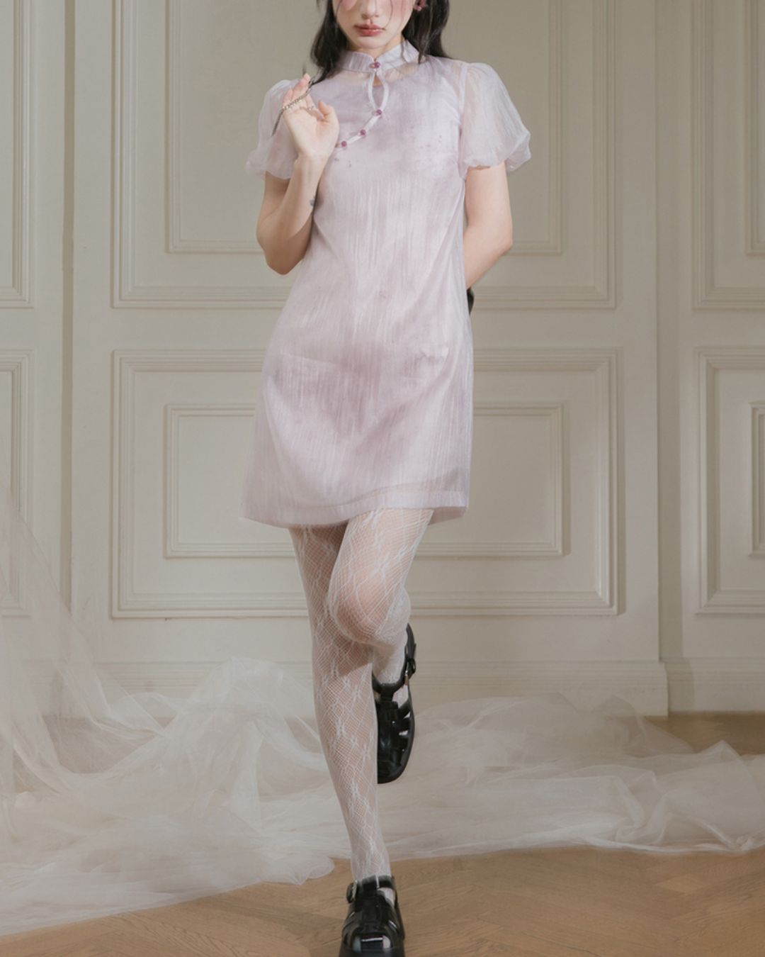 Puff Sleeve Layered Chinese Dress　DR039