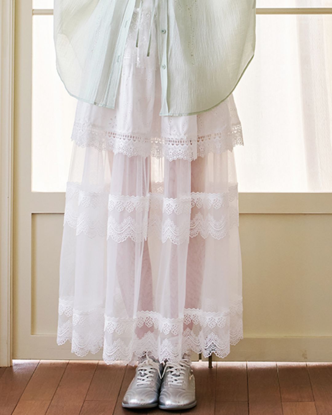 Sheer Lace Long Skirt　BT028