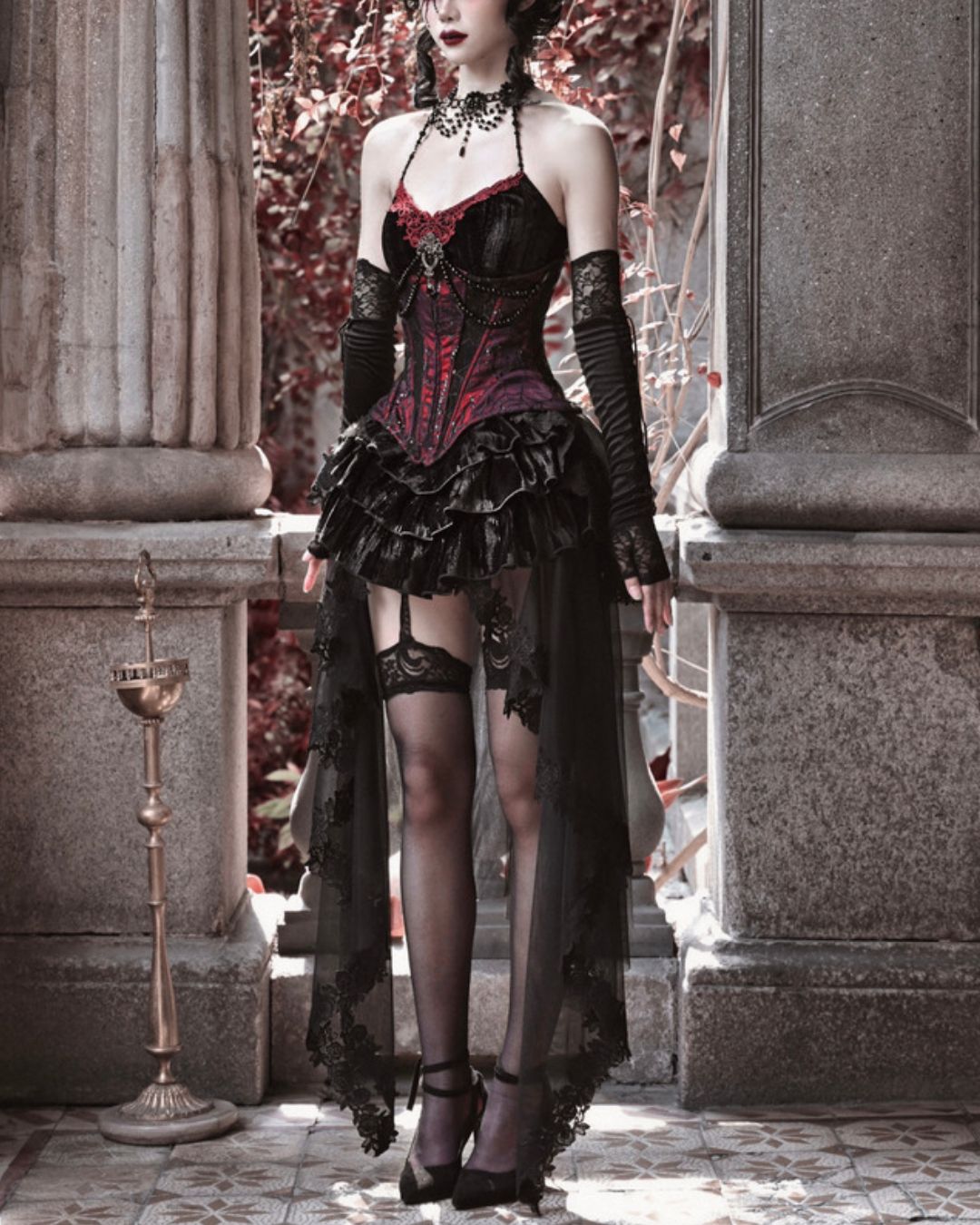Gothic Velvet Corset ＆ Decoration Camisole & Lace Velvet Skirt　DR009