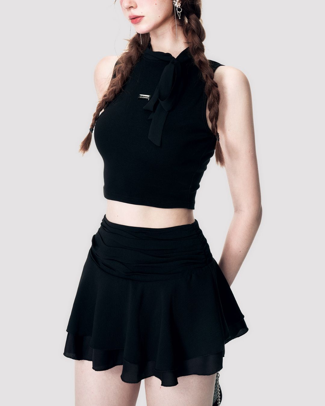 Chiffon Flare Mini Skirt　BT018