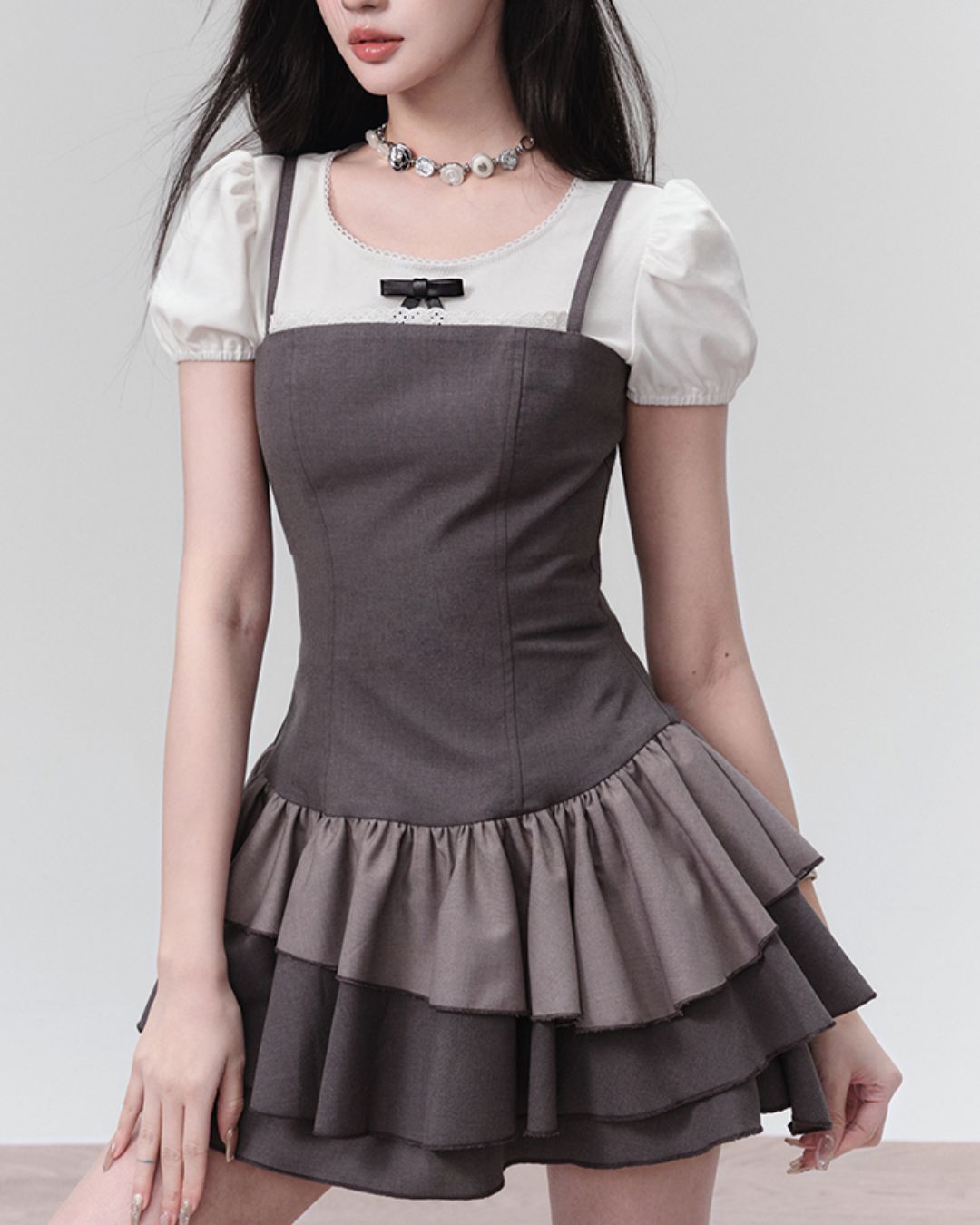 Tiered Frill Mini Dress　DR020