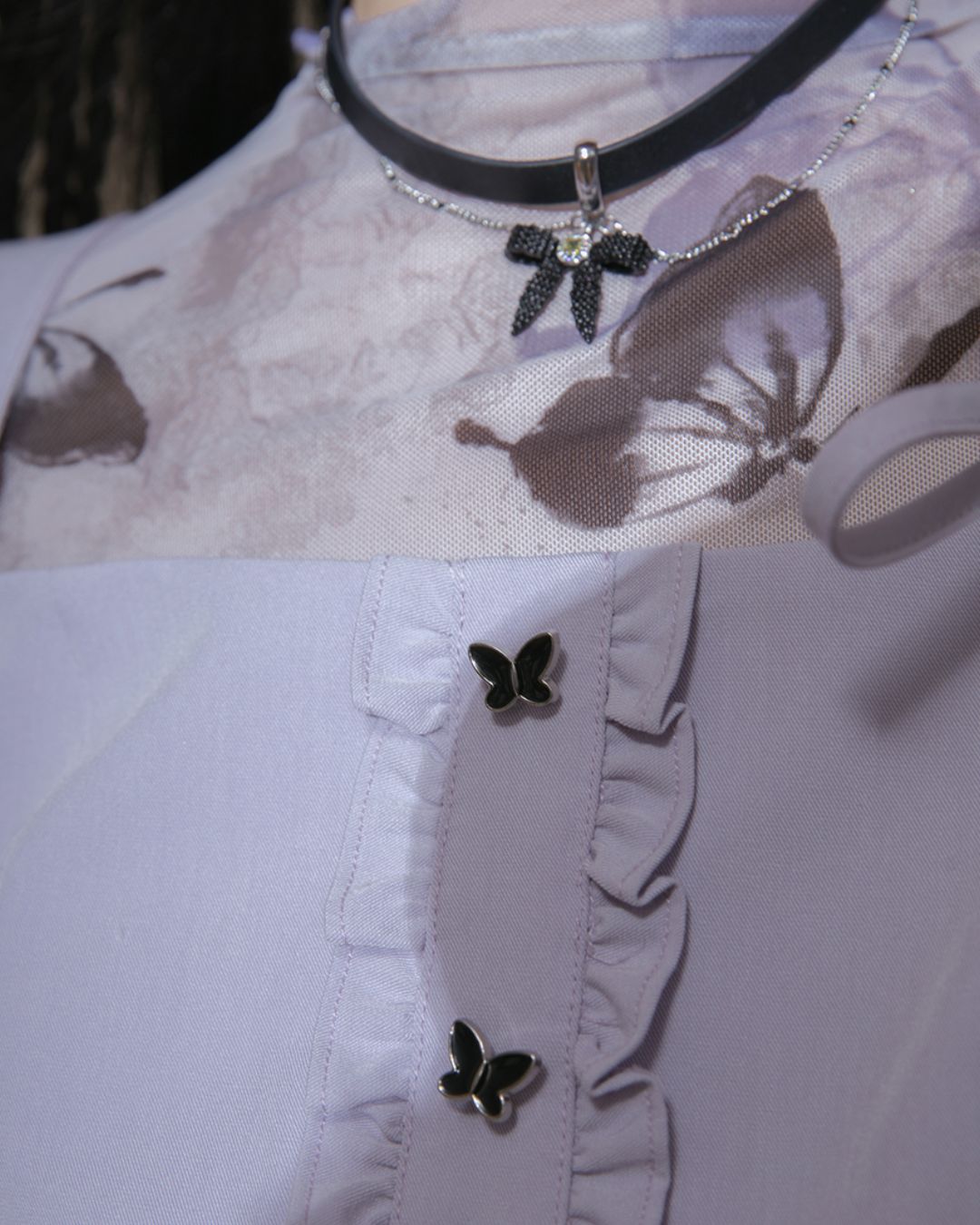 Butterfly Sheer Top & Vest & Pleated Skirt　TP024