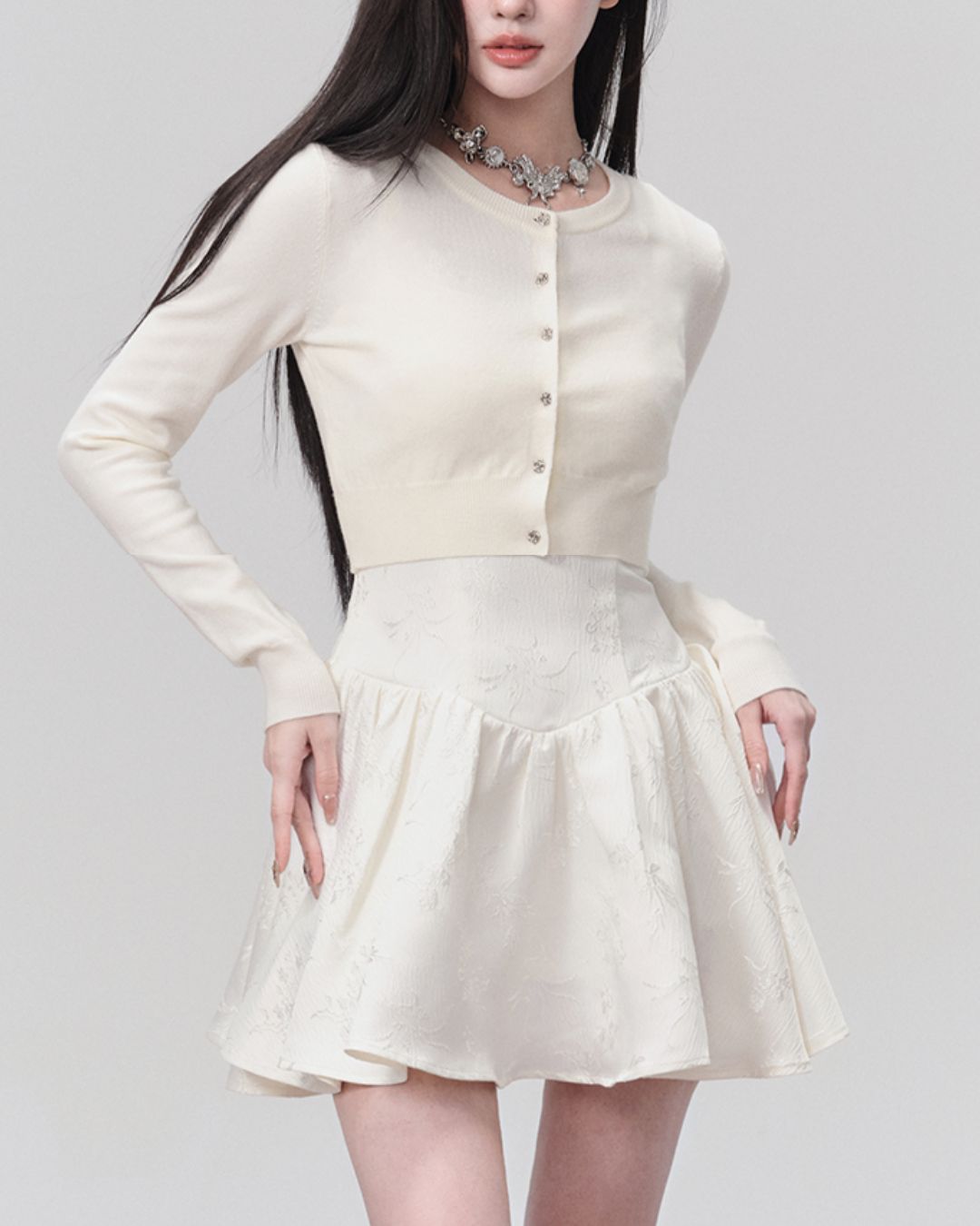 Jacquard Ribbon Camisole Mini Dress　DR022