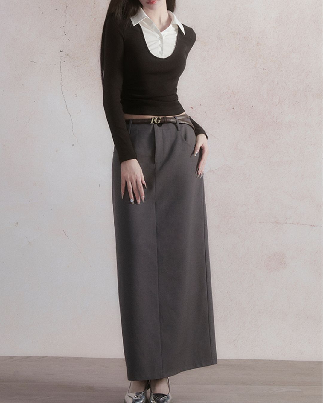 Shirt Layered Cropped Top　TP025