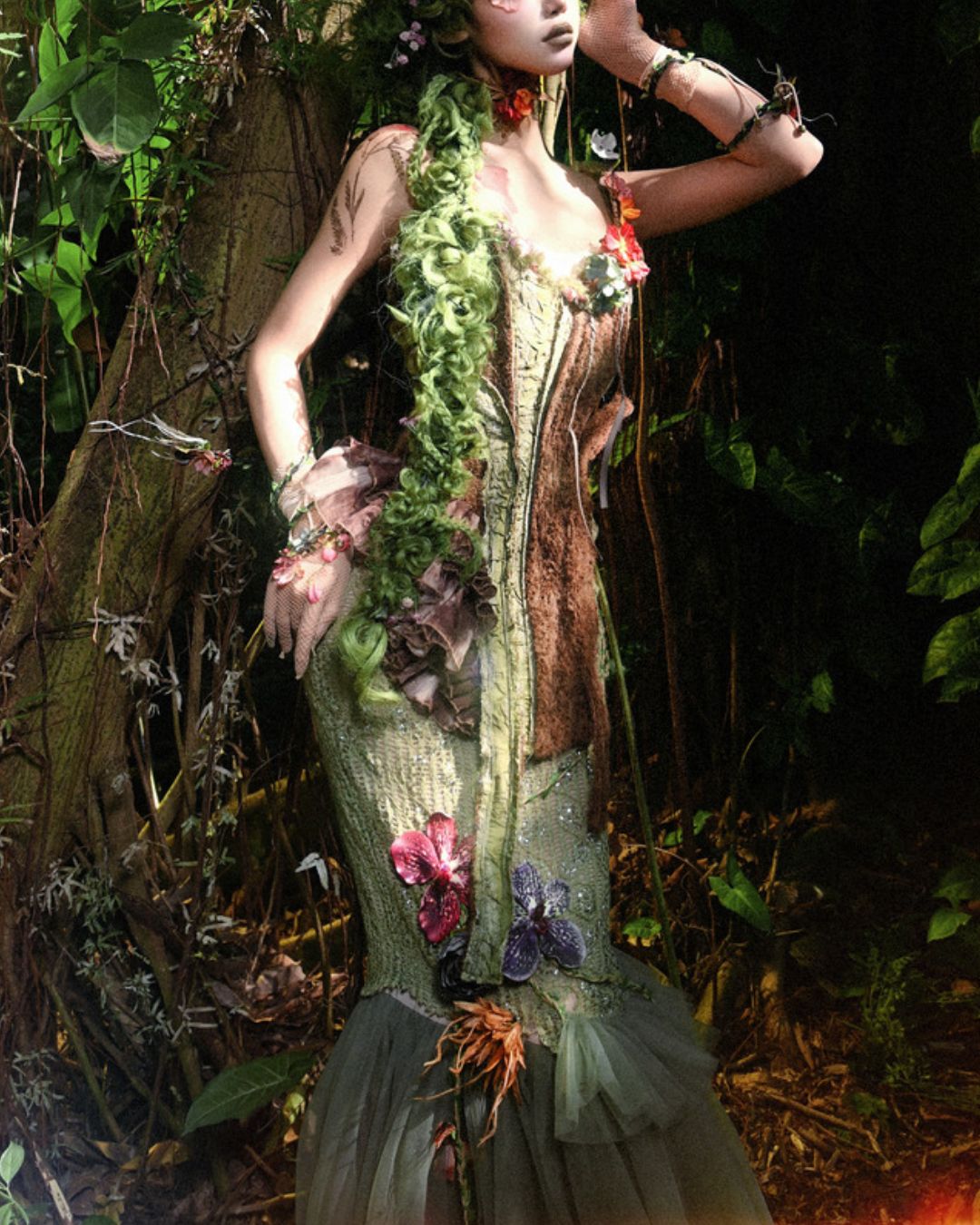 Flower Decoration Chiffon Mermaid Skirt　BT025