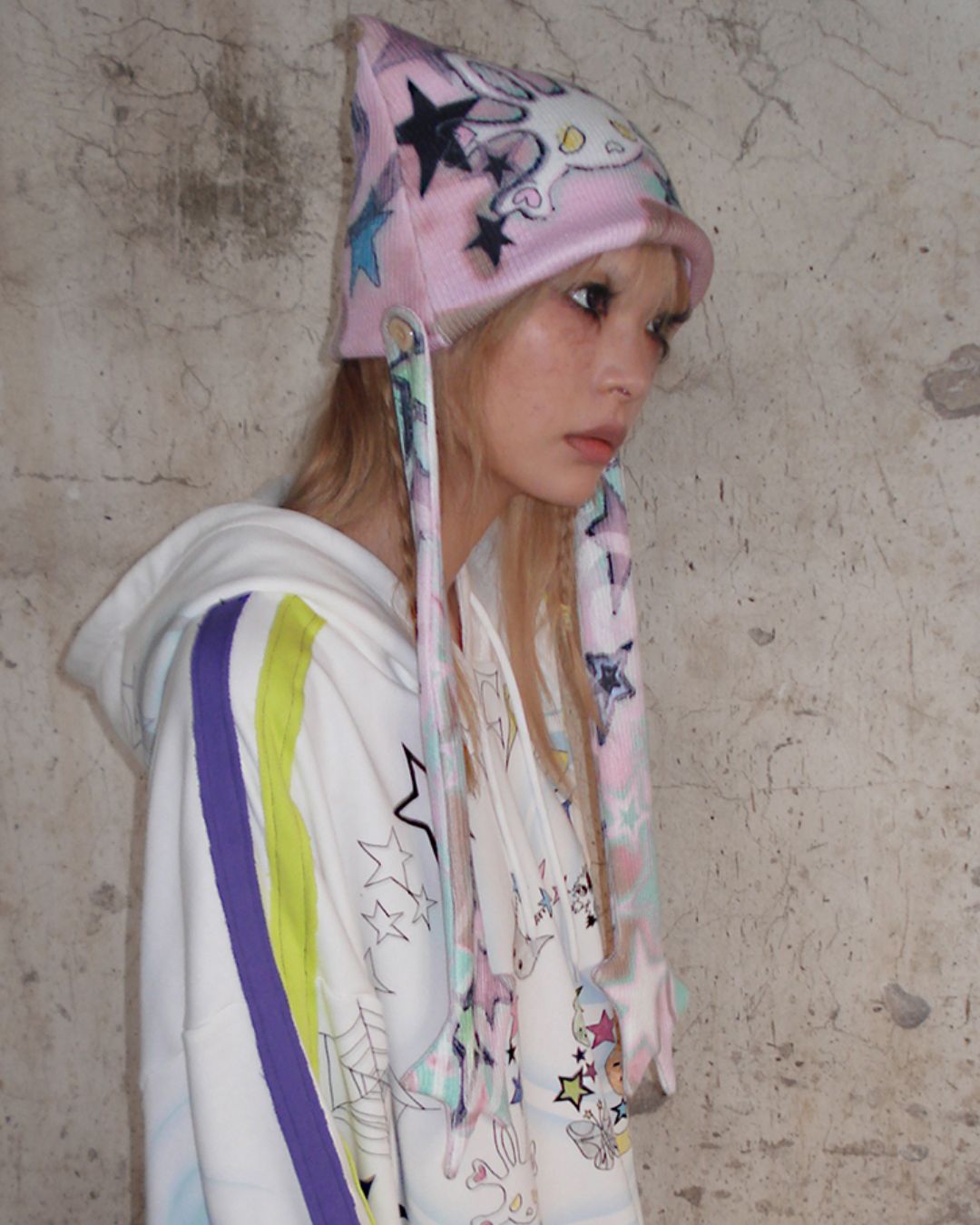 Rabbit Skull Print Knit Hat　AC006