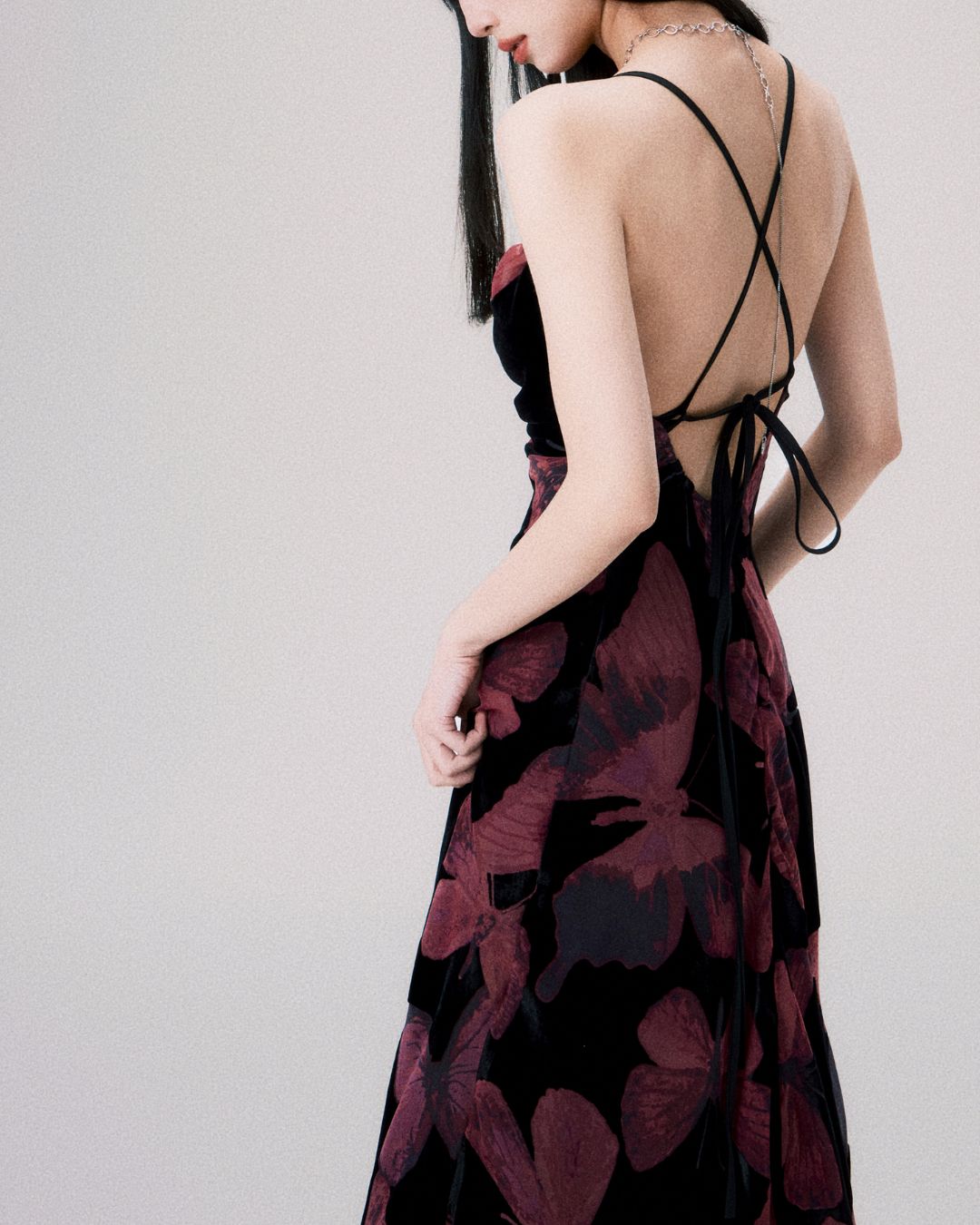 Velvet Butterfly Backless Dress　DR007