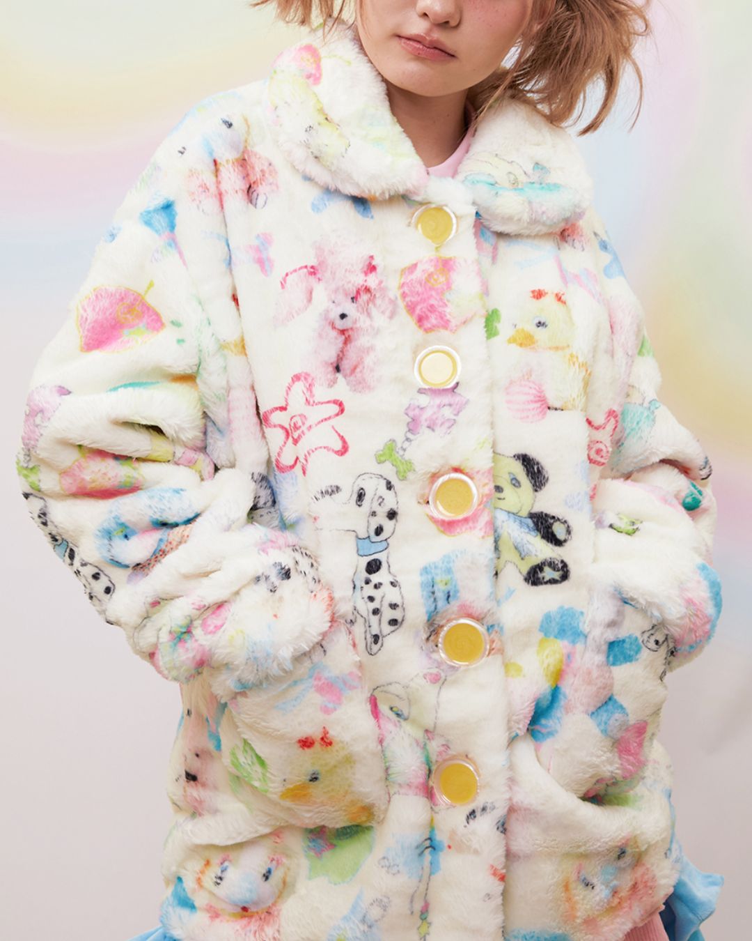 Printed Furry Jacket　OT005