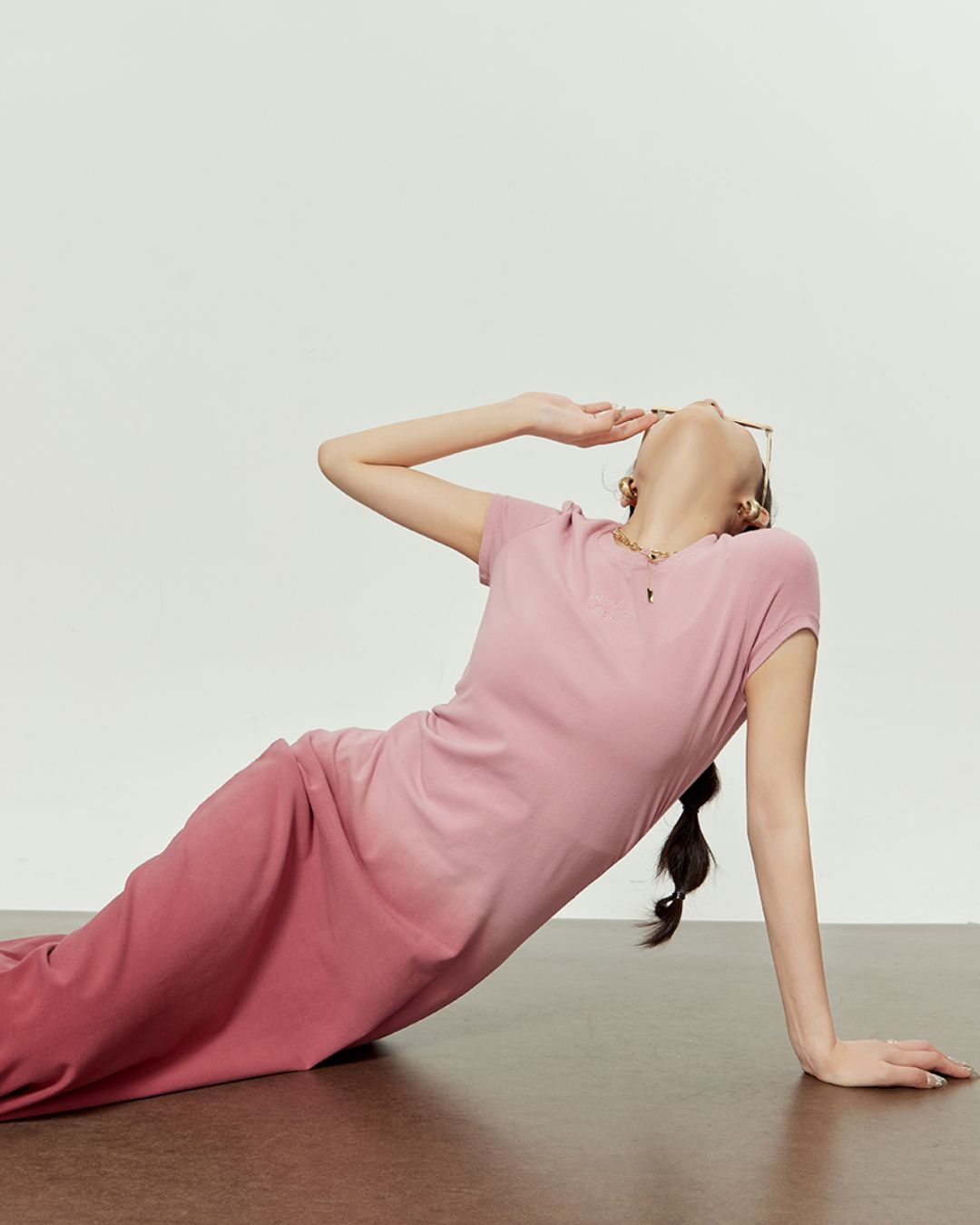 Washed Color Tight Waist Long Dress　DR048