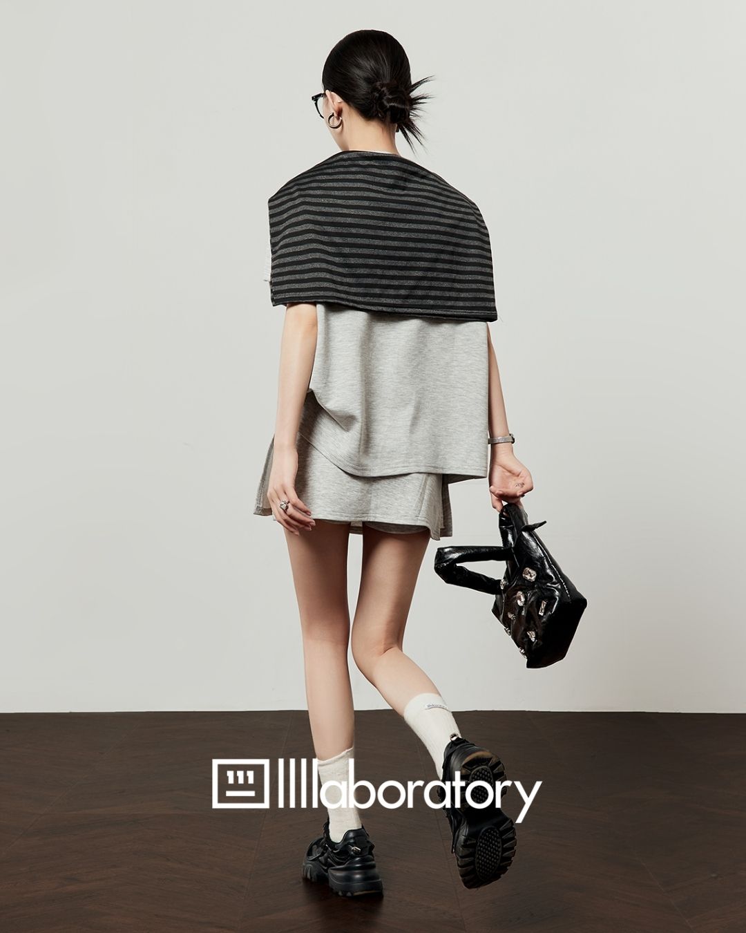 Loose T-shirt & Shorts & Border Shawl Set　TP073