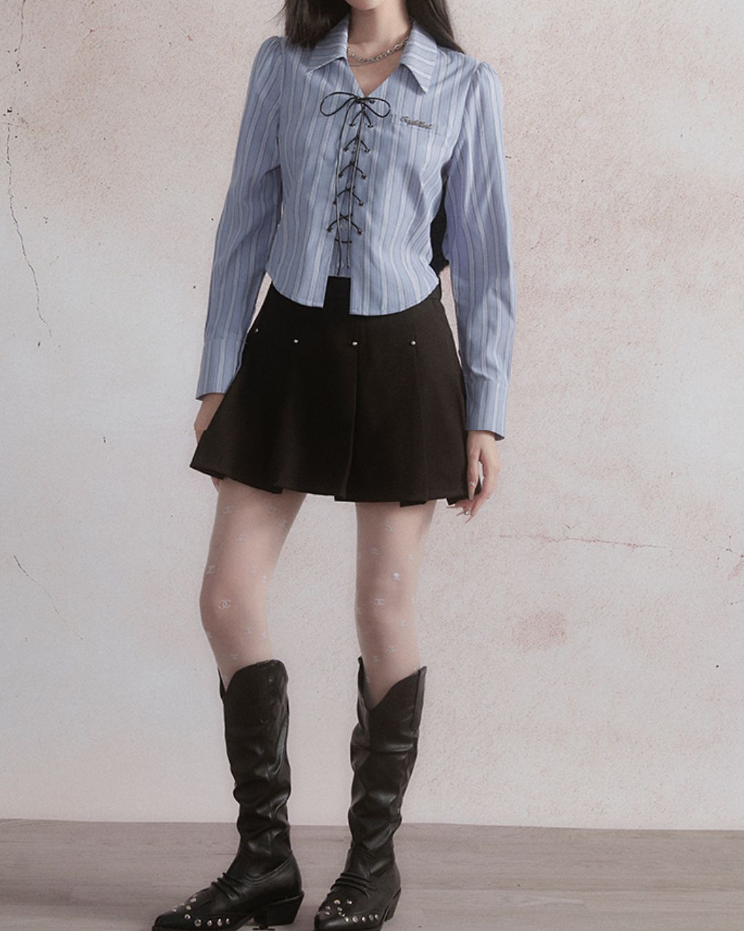 Lace-up Long Sleeve Shirt　TP028