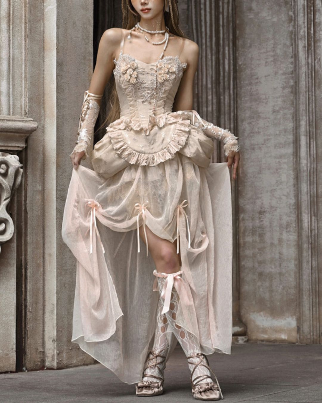 Gothic Lolita Flower Lace Embroidery Bustier＆One-Piece　DR010