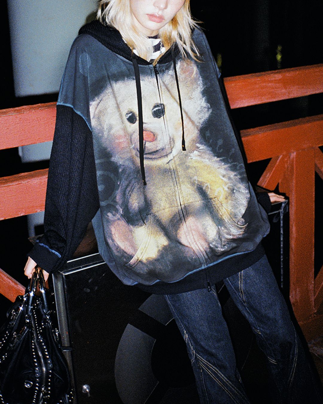 Bear Print Full Zip Hoodie　TP032