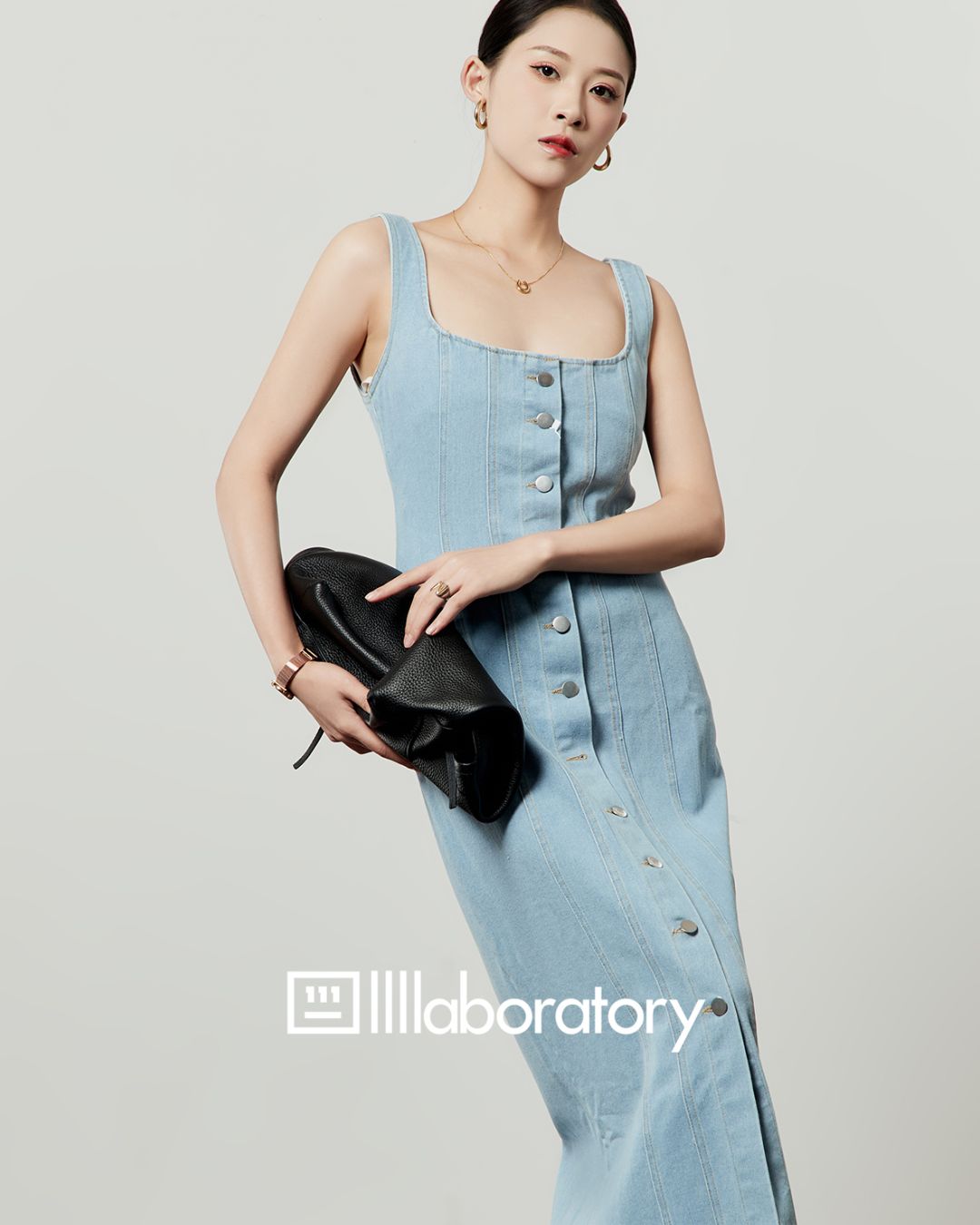 Sleeveless Denim Maxi Dress　DR054