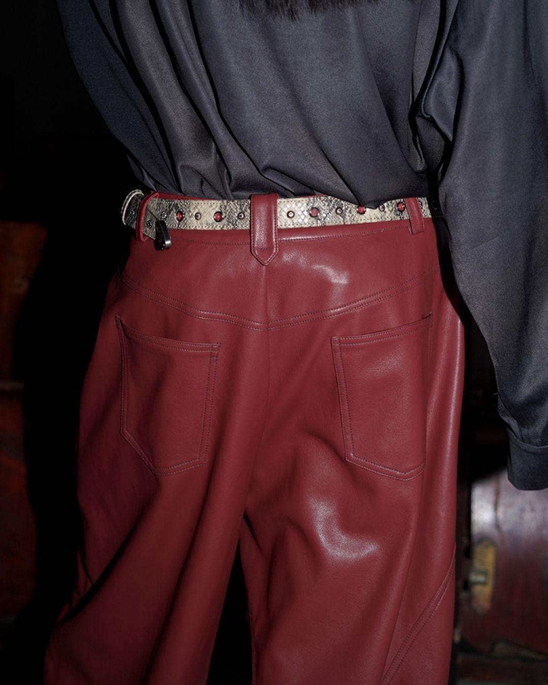Wide Straight Leather Pants　BT020