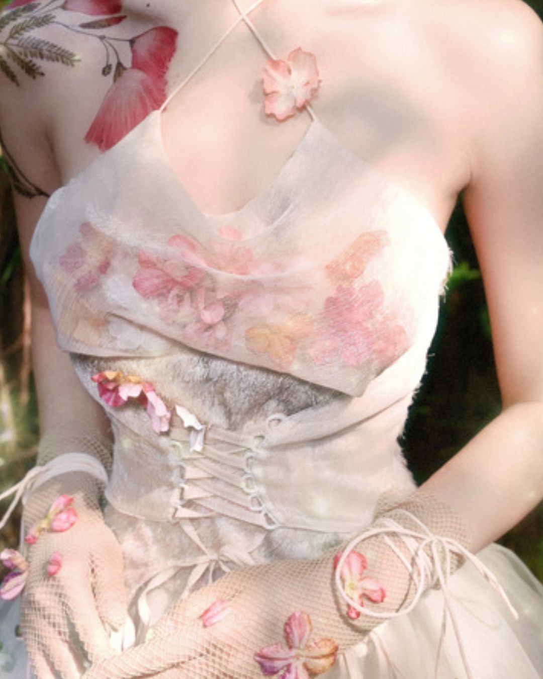 Flower Chiffon Cross Strap Top　TP035