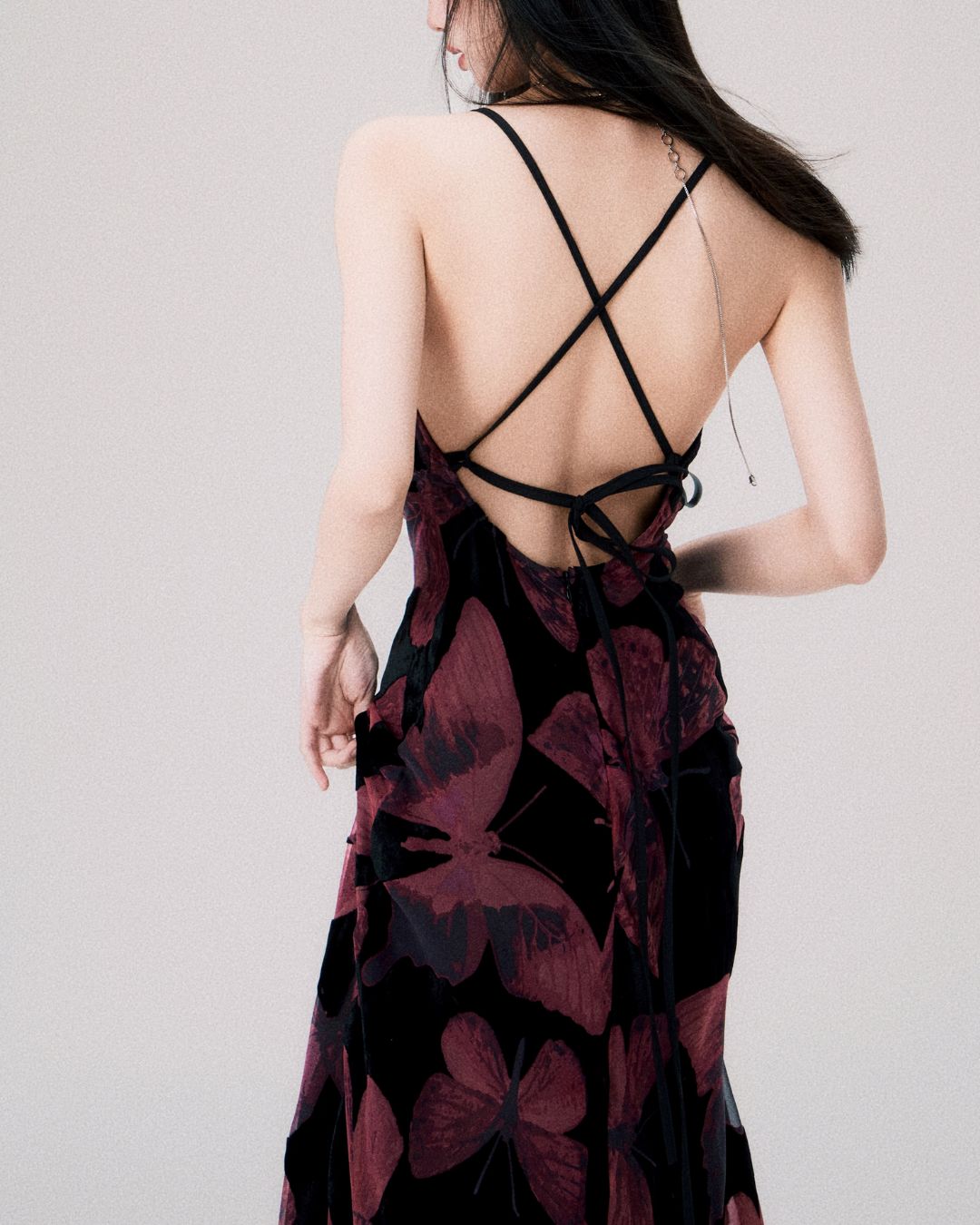 Velvet Butterfly Backless Dress　DR007
