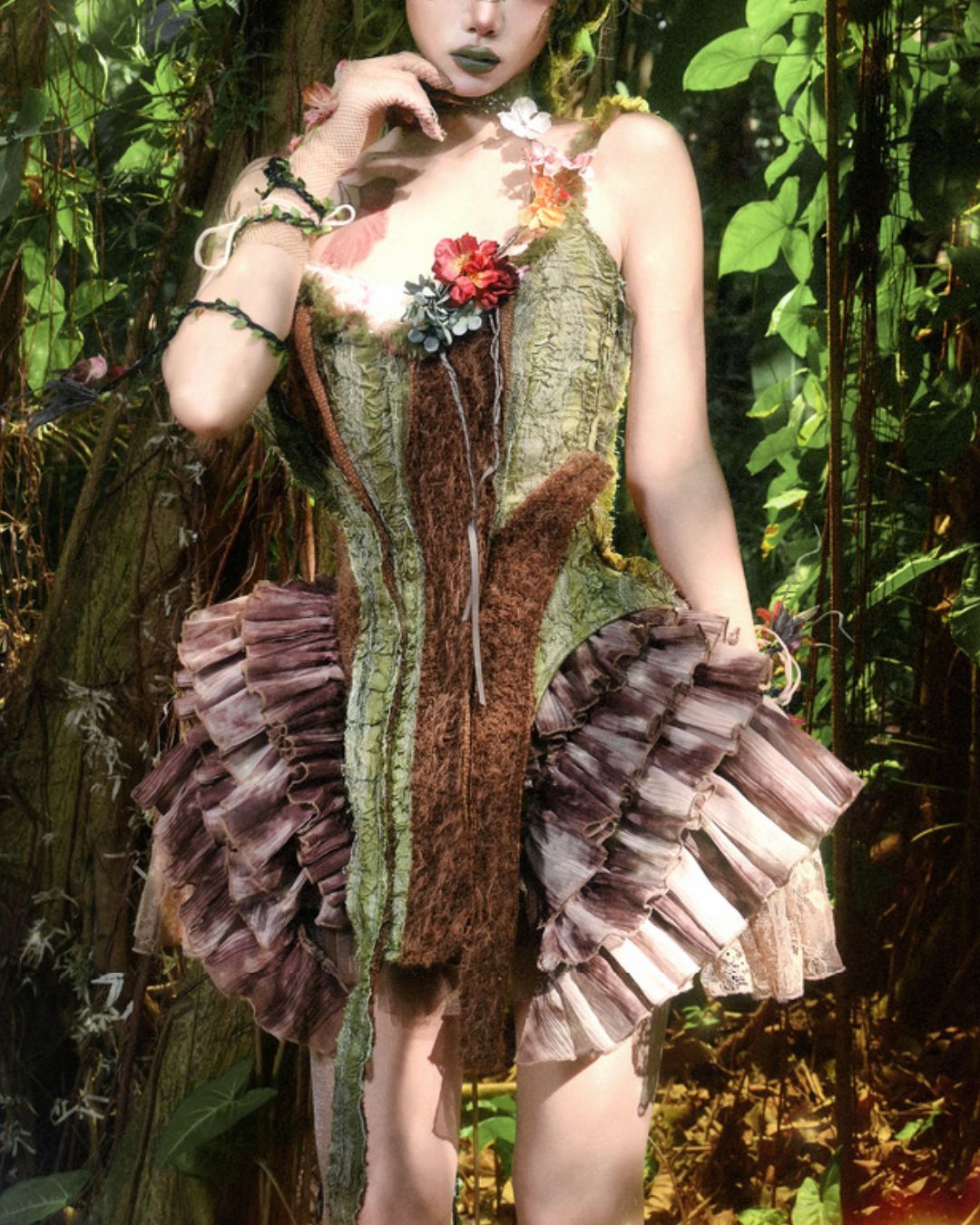 Forest Spirit One Shoulder Mini Dress　DR032