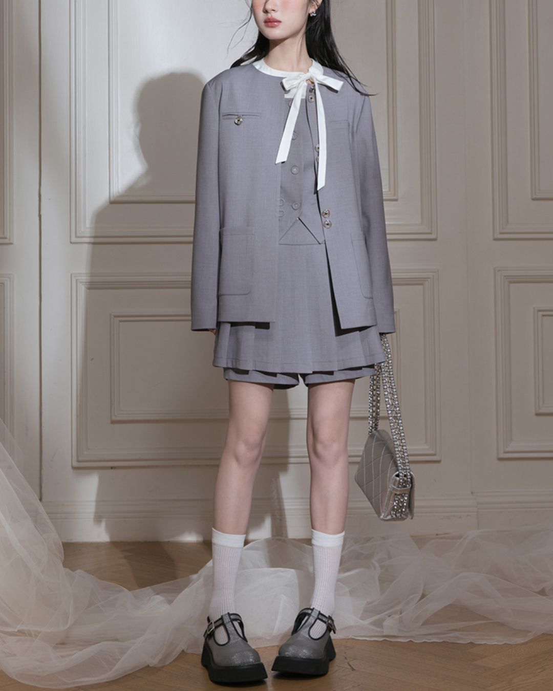 Chinese Style Jacket & Grey Two-piece　TP023