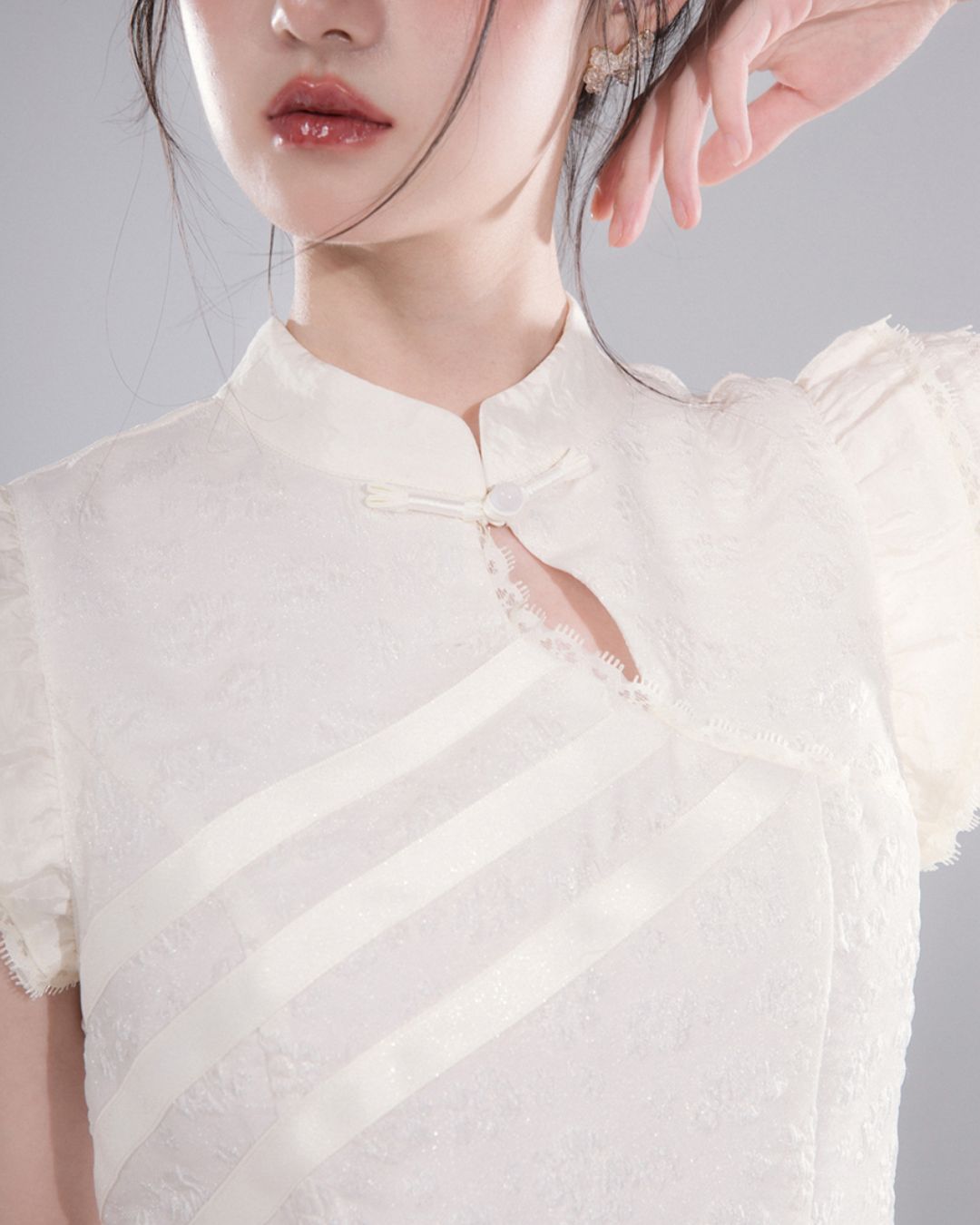 French Sleeve Floral Chinese Dress　DR040