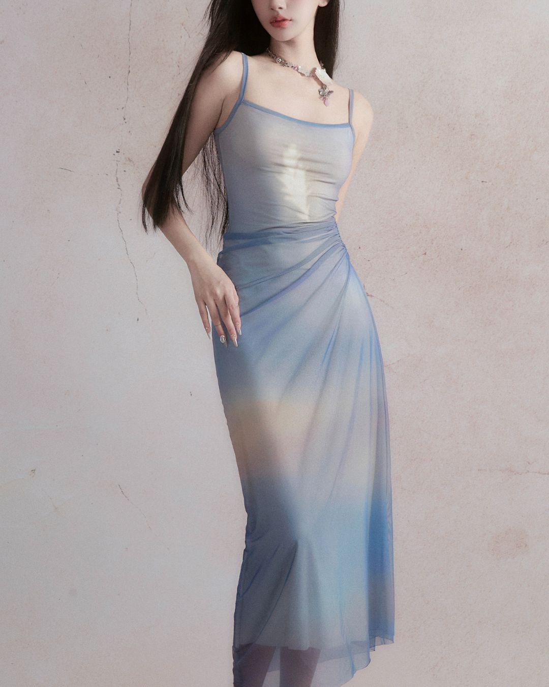 Gradient Color Sheer Cami Dress　DR021