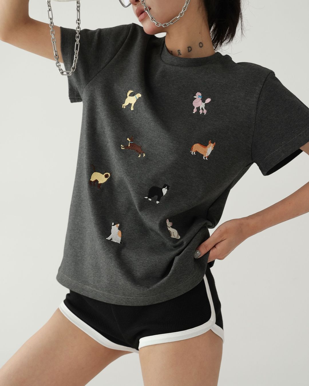 Puppy Embroidered T-shirt　TP056