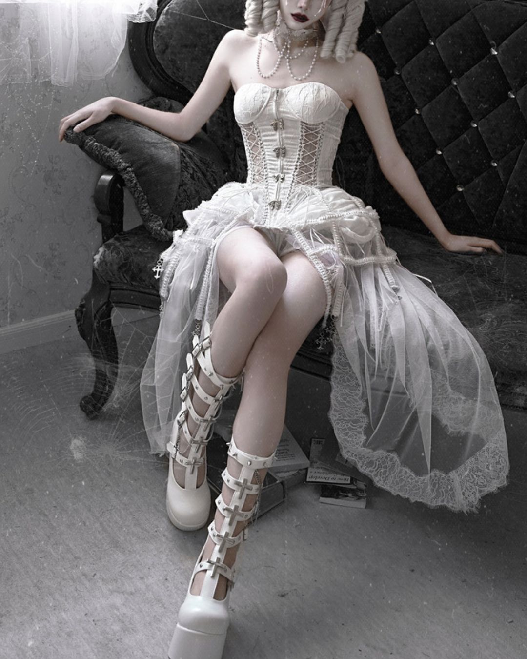 Gothic Fishbone Bandage Corset Set　DR008