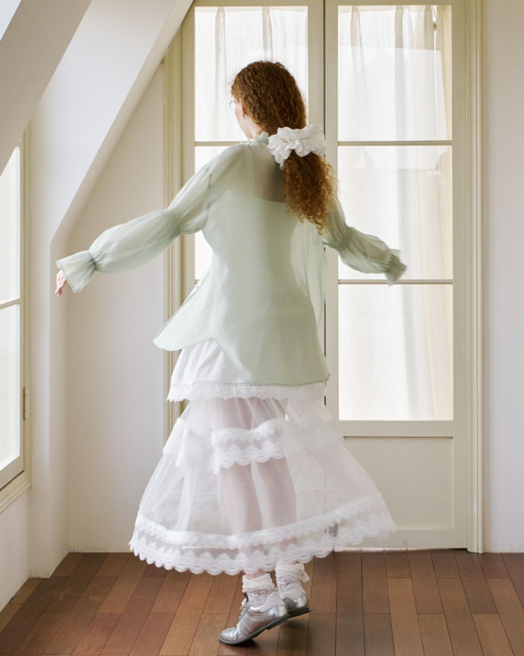 Sheer Lace Long Skirt　BT028