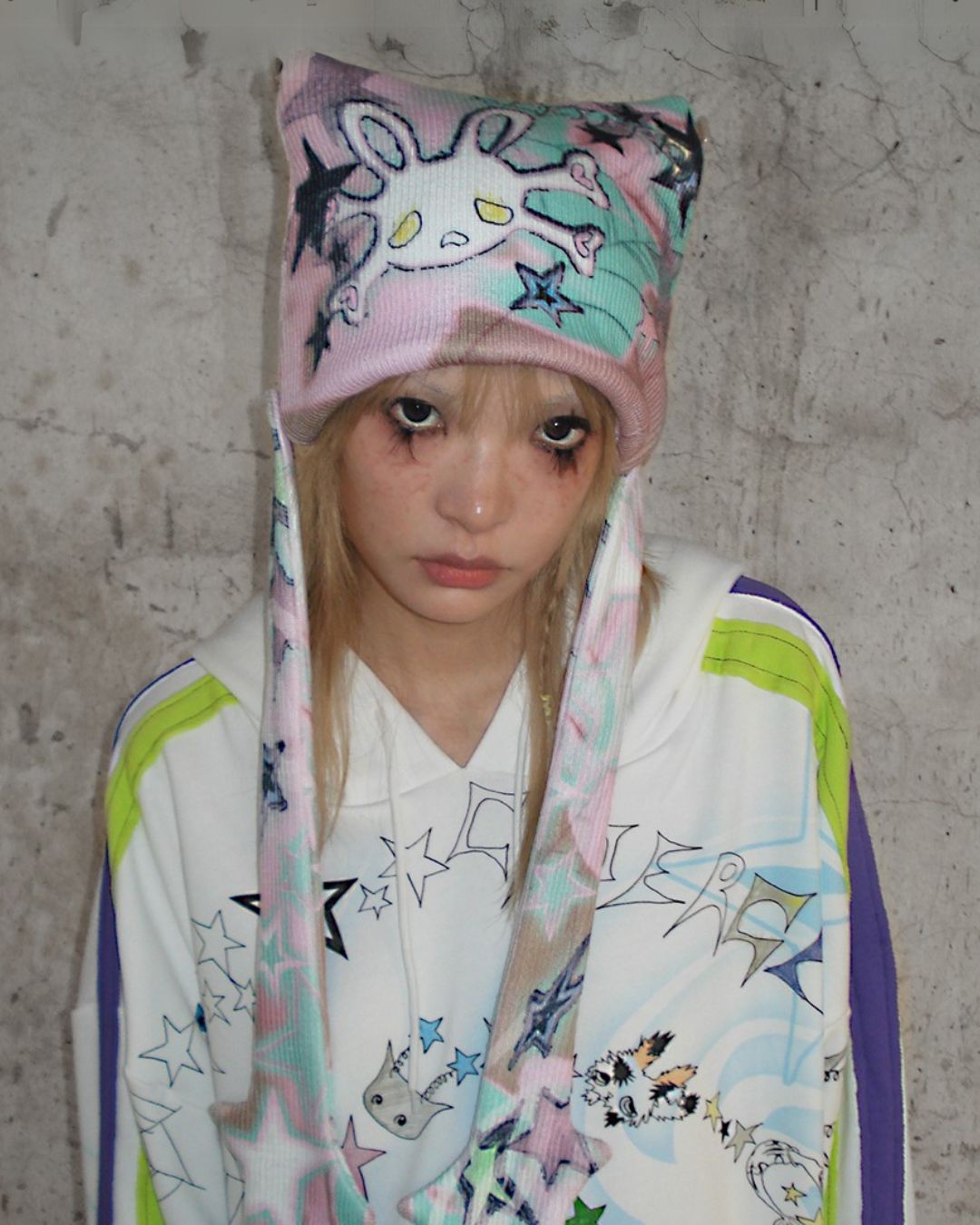 Rabbit Skull Print Knit Hat　AC006