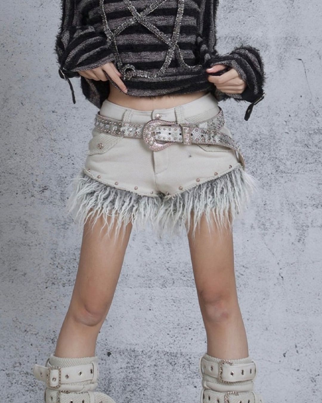 Fringed Hem Short-Pants　BT013