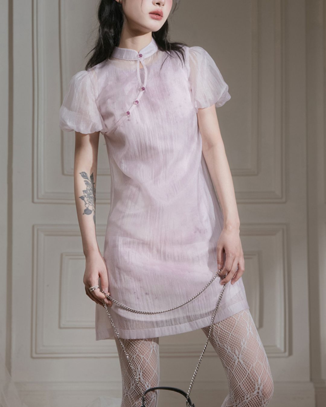 Puff Sleeve Layered Chinese Dress　DR039