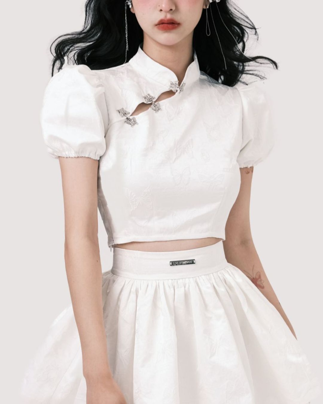 Chinese Puff Sleeve Butterfly Tops　TP019