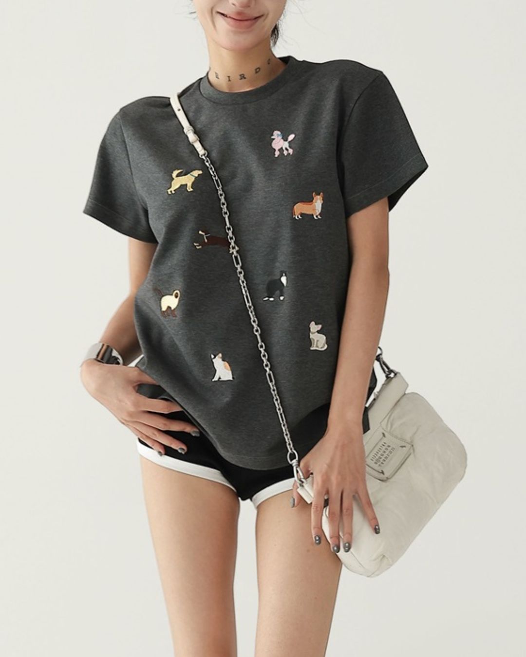 Puppy Embroidered T-shirt　TP056